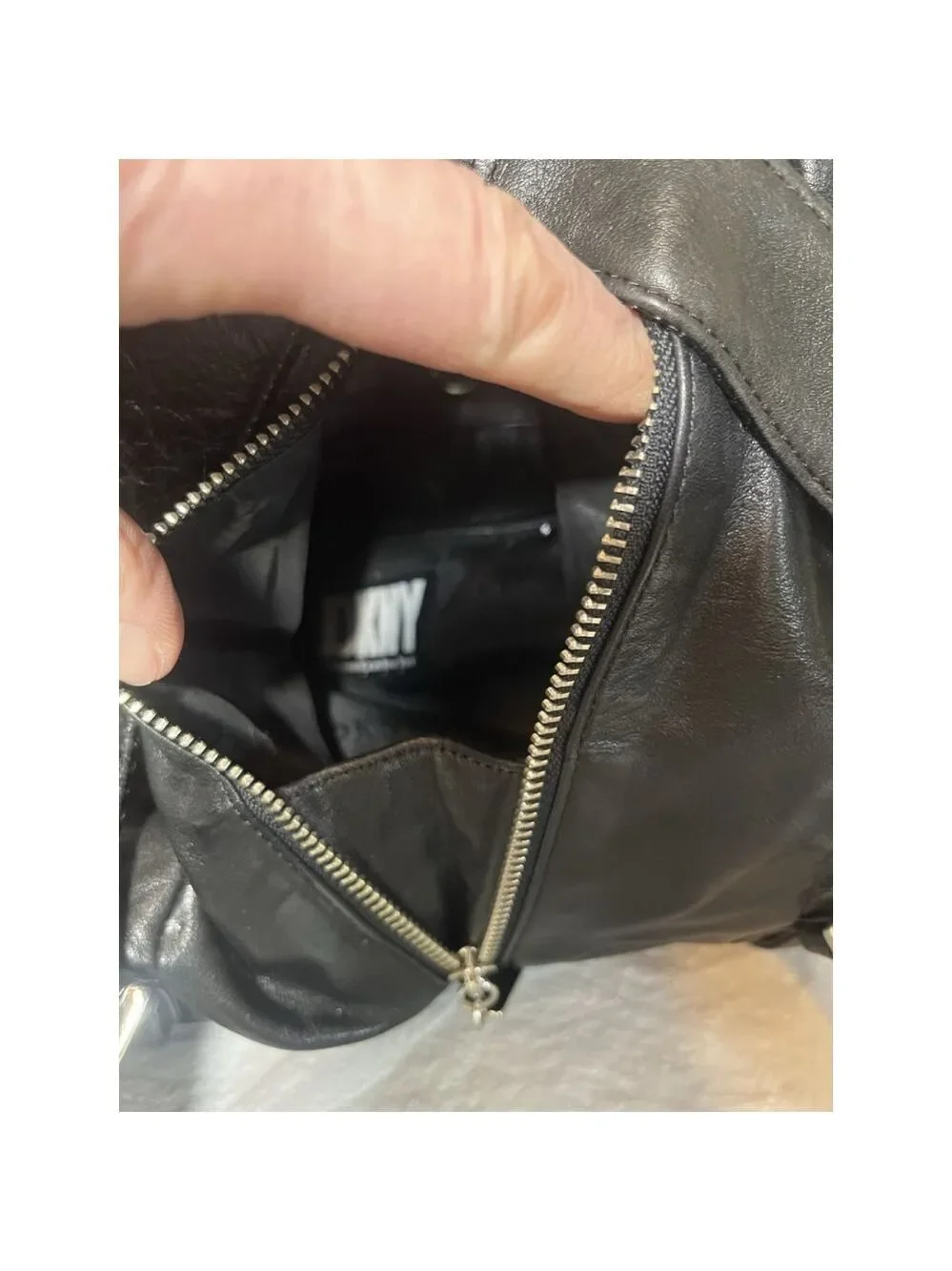 vintage DKNY Donna Karan leather backpack Y2K